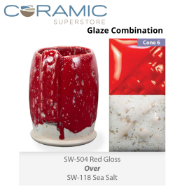 Red Gloss SW-504 over Sea Salt SW-118 Stoneware Combination Red Gloss SW-504 over Sea Salt SW-118 Stoneware Combination